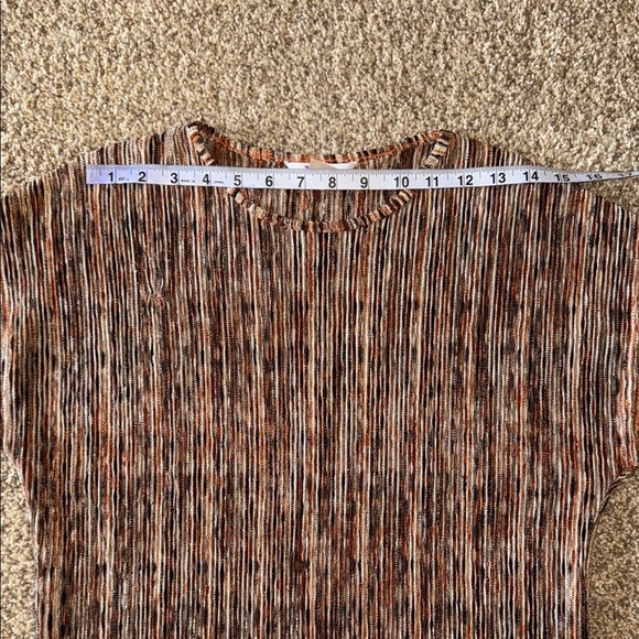 TanJay Blouse Brown Pleated Cap Sleeve Top Shirt Women's Size - Picture 5 of 8